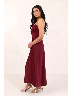 NWT Park & Fifth Rosedale Satin Midi Dress in Merlot